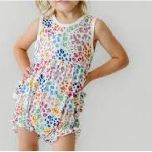 Little sleepies rainbow leopard bubble romper